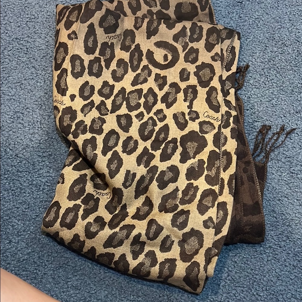 Coach Brown Leopard Print Scarf